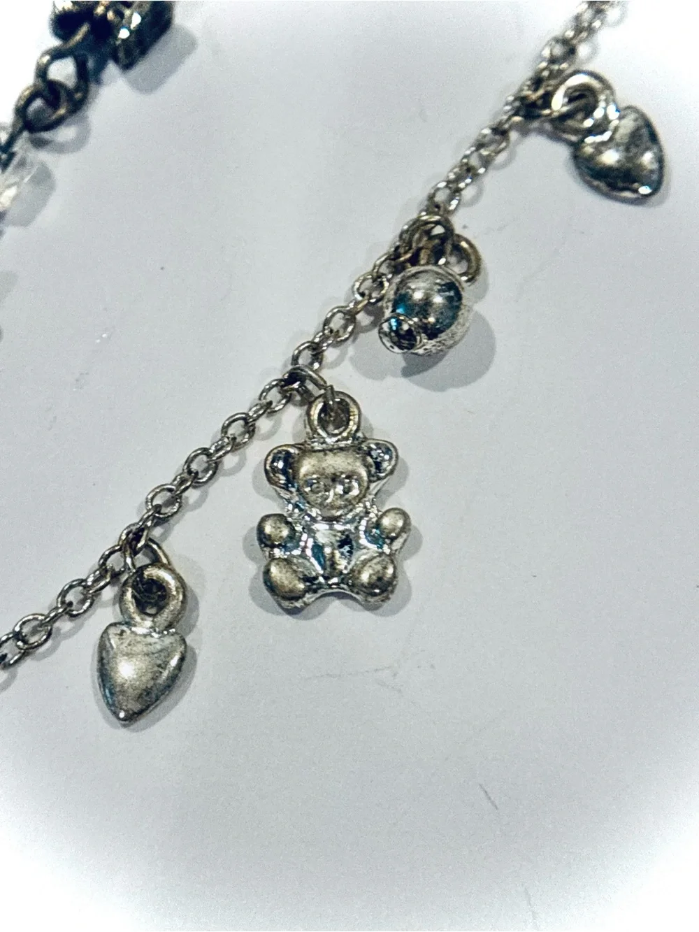 2 Vintage Claires Little Girls Silver Tone Charm Bracelets, 6 inches